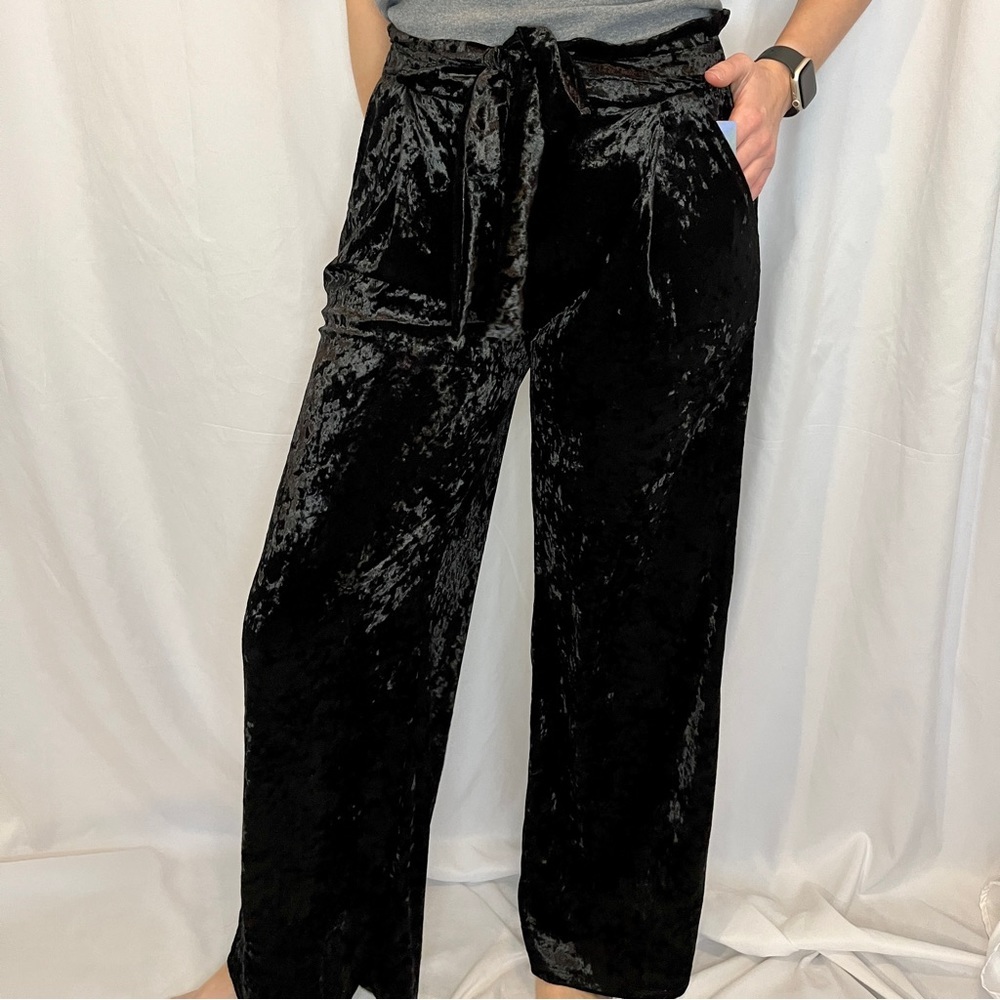 <2 for $25>Velvet Tie Waist Wide Leg Pants